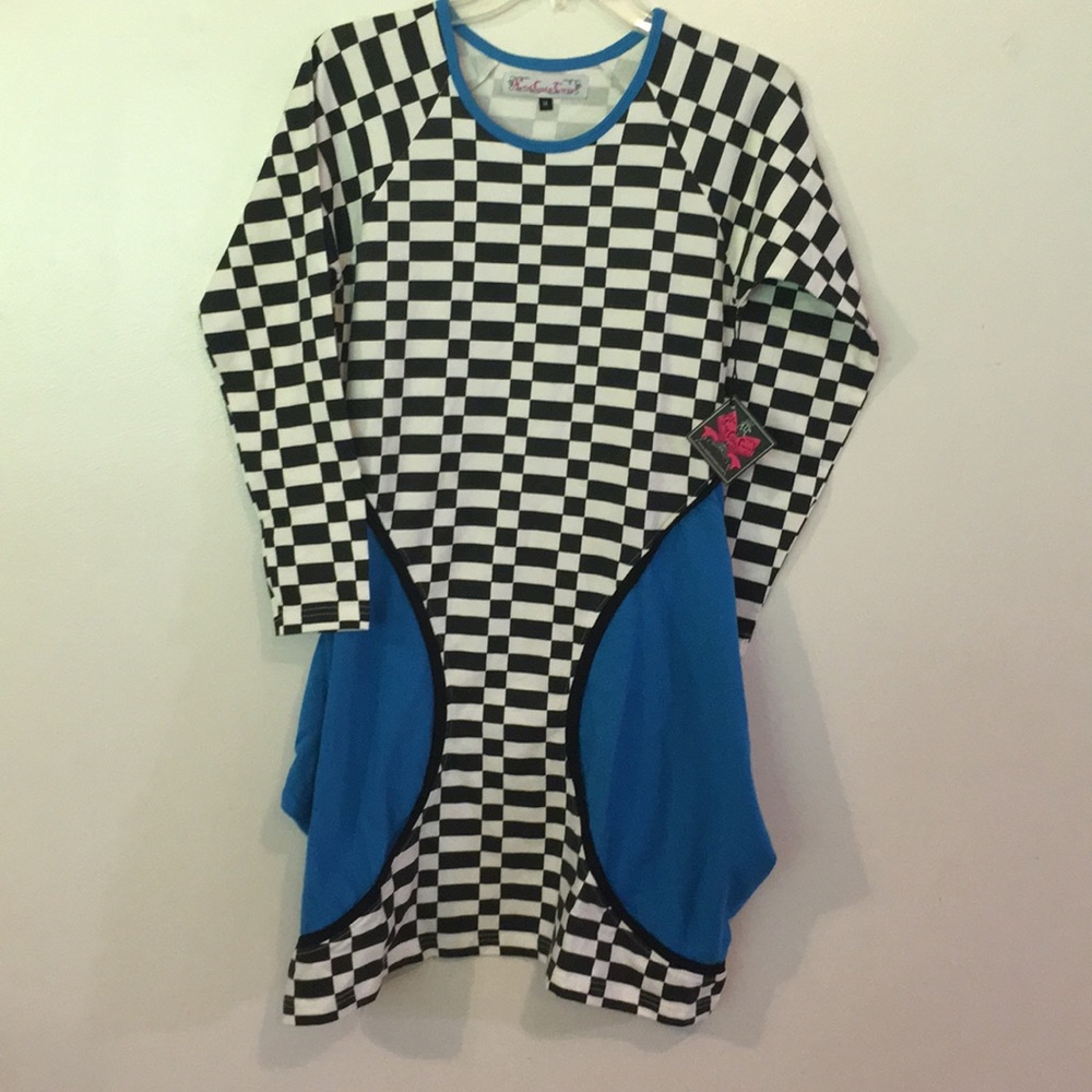 Kid Cuteture NEW Dress Size 14 Betty Black & White Checker Board square Dress